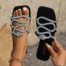 Hot Sale Women Flat Slippers Square Head Open Toe Casual Outdoor Slide Sandals Large Size Summer Beach Slippers