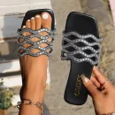 Hot Sale Women Flat Slippers Square Head Open Toe Casual Outdoor Slide Sandals Large Size Summer Beach Slippers